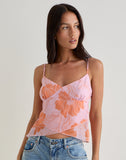 Image of Sorira Flare Top in Floral Pink and Orange