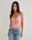 Image of Sorira Flare Top in Floral Pink and Orange