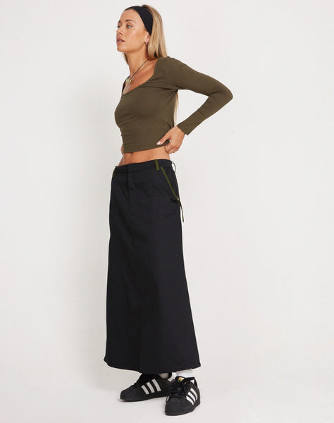 Image of Sorrel Midi Skirt in Black Forest Green