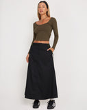 Image of Sorrel Midi Skirt in Black Forest Green