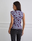 Image of Soyan Asymmetrical Top in Lotus Flock Check Lavender