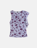 Image of Soyan Asymmetrical Top in Lotus Flock Check Lavender