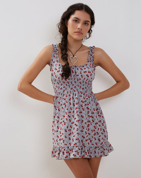 Rosmilly Mini Dress in Flower Power Blue