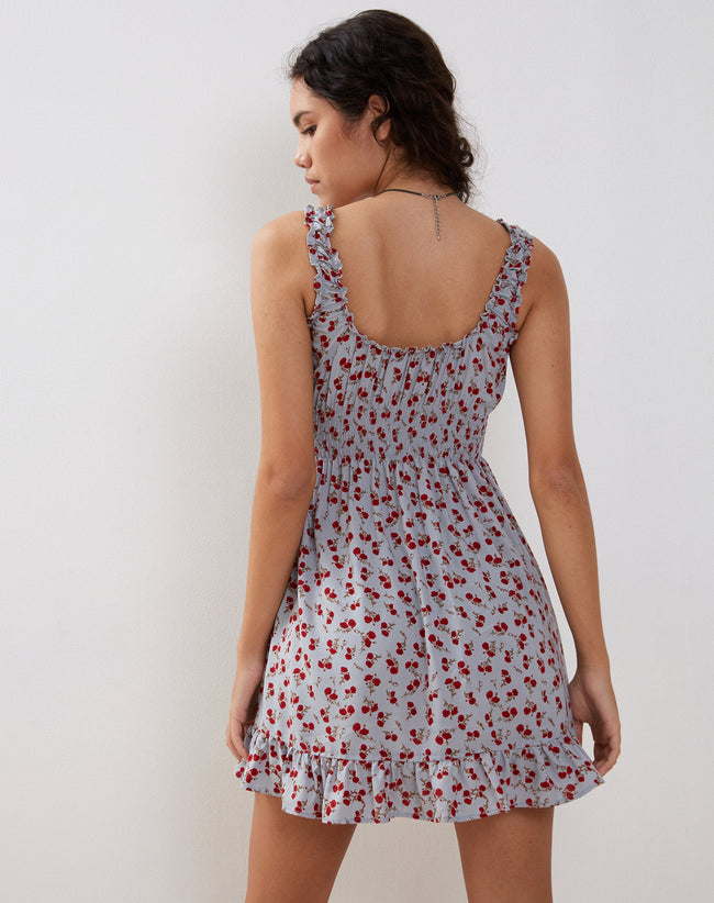 Image of Soyata Mini Day Dress in Blue Floral Ditsy