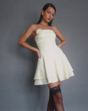 Image of Striata Mini Dress in Cream with Rosette