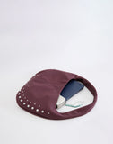 Image of Studded Slouch Bag in Burgundy