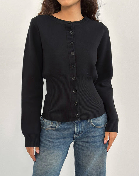 Image of Subra Long Sleeve Cardigan in Black