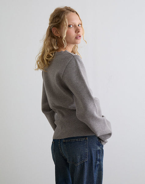 Image of Subra Long Sleeve Cardigan in Grey