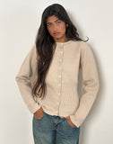 Image of Subra Long Sleeve Ribbed Hem Cardigan in Ivory