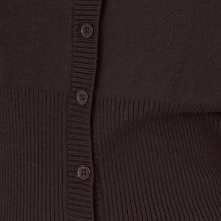 Subra Long Sleeve Ribbed Hem Cardigan in Bitter Chocolate