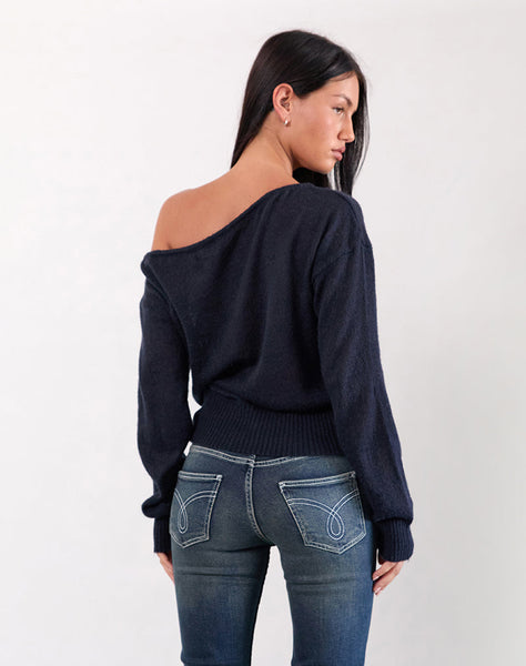 Image of Suena Asymmetric Jumper in Navy