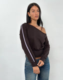 Image of Sujana Asymmetric Sweatshirt in Bitter Chocolate with Violet Binding