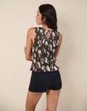 Image of Sukai Shirred Top in Brown Floral Print