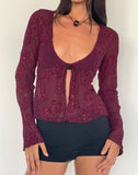 Image of Sukita Cardigan in Sequin Knit Burgundy