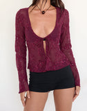 Image of Sukita Cardigan in Sequin Knit Burgundy