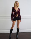 Image of Sukita Cardigan in Floral Devore Burgundy