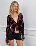 Image of Sukita Cardigan in Floral Devore Burgundy