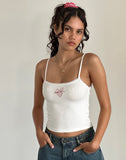 Image of Suna Vest Top in Off White with Strawberry Bow Print