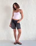 Image of Suna Vest Top in Light Pink with Burgundy Trim