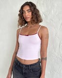 Image of Suna Vest Top in Light Pink with Burgundy Trim