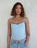 Image of Suna Vest Top in Nantucket Blue with Mineral Blue Trim