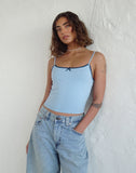 Image of Suna Vest Top in Nantucket Blue with Mineral Blue Trim