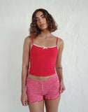 Image of Suna Vest Top in Tango Red with Ivory Trim