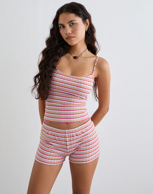 Image of Sunala Cami Top in Stripe Rib Pink and Lilac