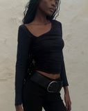 Image of Sunbee Asymmetric Long Sleeve Top in Black