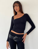 Image of Sunbee Asymmetric Long Sleeve Top in Black