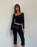 Image of Sunbee Asymmetric Long Sleeve Top in Black