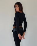 Image of Sunbee Asymmetric Long Sleeve Top in Black