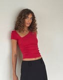 Image of Sunhee Slash Neck Top in Adrenalin Red