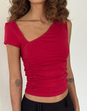 Image of Sunhee Slash Neck Top in Adrenalin Red