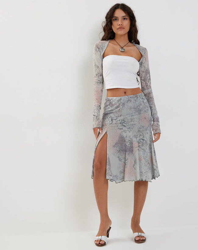 Image of Sloane Midi Skirt in Pastel Floral Lace