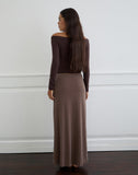 Image of Surina Maxi Skirt in Diagonal Striped Flock Brown and Cream