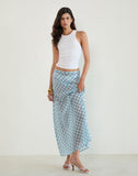 Image of Surina Maxi Skirt in Blurred Check Blue