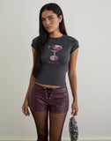 Image of Sutin Tee in Beluga Grey with Martini Girl Graphic