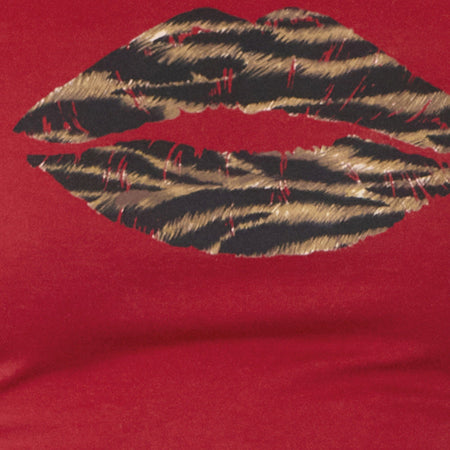 Sutin Tee in Adrenaline Red with Leopard Lip Print