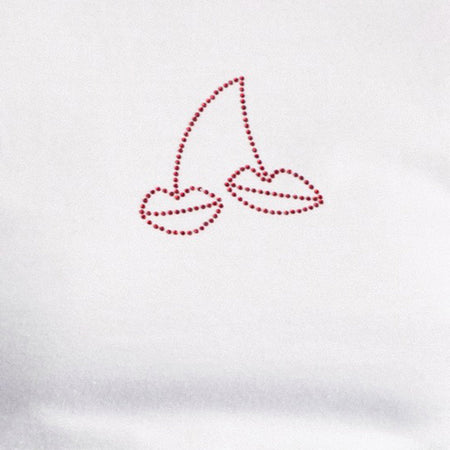 Sutin Baby Tee in White with Red Cherry Lips Hotfix