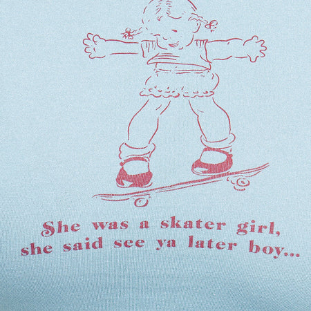 Sutin Baby Tee in Nantucket Blue with Skater Girl Motif