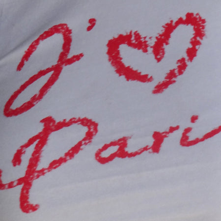 Sutin Baby Tee in White with I Love Pari Graphic