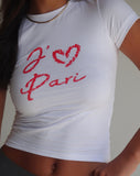 Image of Sutin Tee in White with I Love Pari Graphic