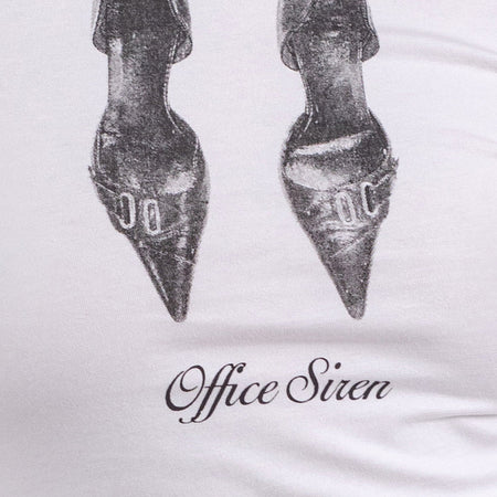 Sutin Tee in White with Office Siren Print