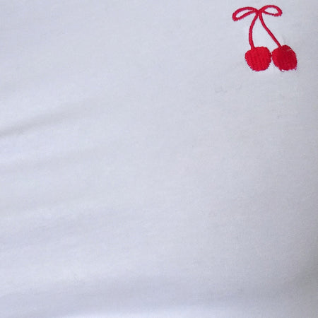 Sutin Tee in White with Red Cherry Embroidery