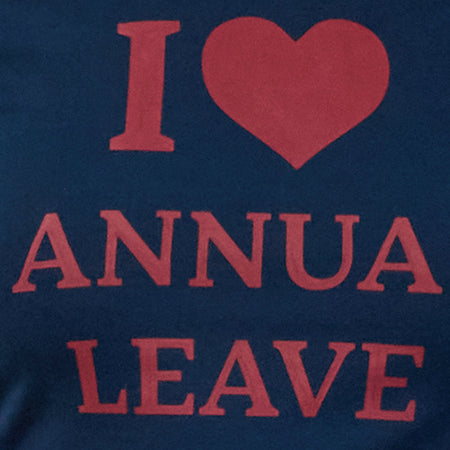 Sutin Tee in Navy with Red I Love Annual Leave Graphic