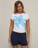 Image of Sutin Tee in White Painted Flower Blue