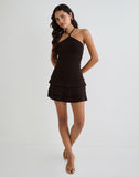 Image of Suzetta Halter Mini Dress in Chocolate Brown