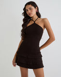 Image of Suzetta Halter Mini Dress in Chocolate Brown