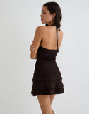 Image of Suzetta Halter Mini Dress in Chocolate Brown